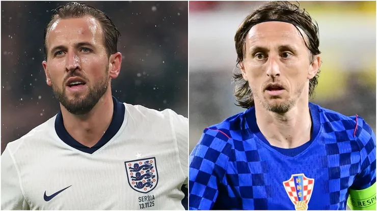 Harry Kane of England and Luka Modric of Croatia.