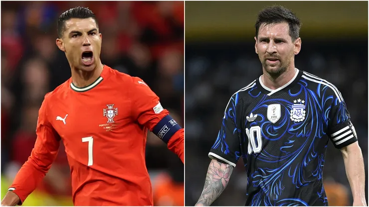 Cristiano Ronaldo (L) of Portugal and Lionel Messi (R) of Argentina.