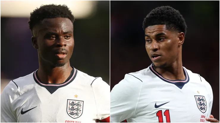 Bukayo Saka (L) and Marcus Rashford (R) of England.