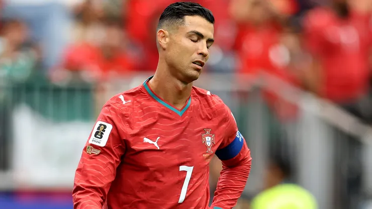 Cristiano Ronaldo #7 of Portugal reacts during the FIFA World Cup 2026 Group K match between Portugal and Congo DR