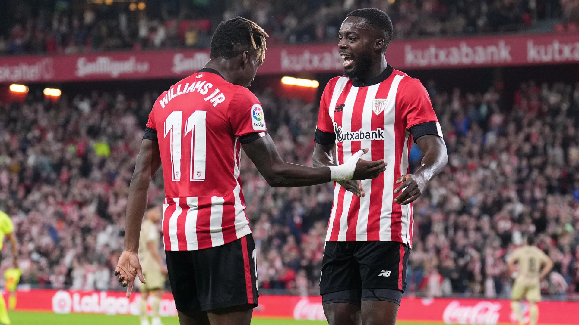 Inaki Williams of Athletic Club celebrates with his brother Nico. (Getty Images)