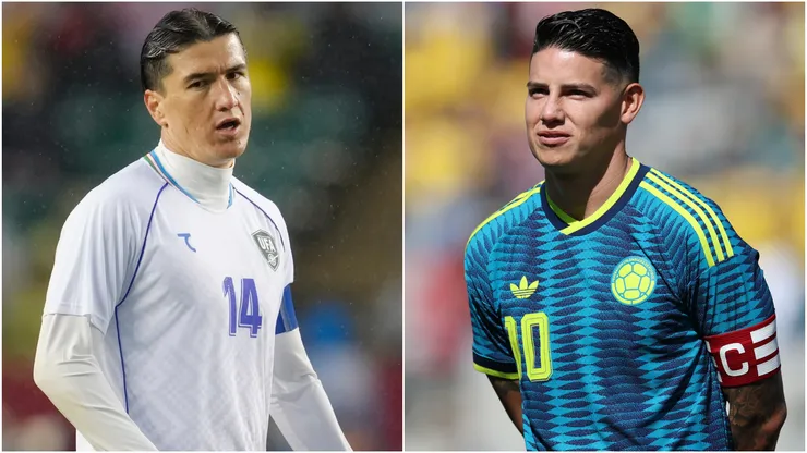 Eldor Shomurodov of Uzbekistan and James Rodriguez of Colombia.