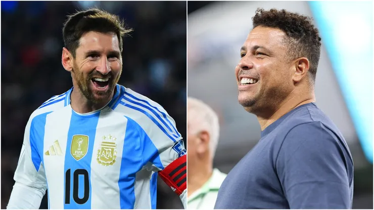 Lionel Messi (L) of Argentina and Brazilian legend Ronaldo Nazario (R).