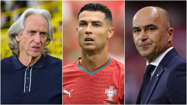 Jorge Jesus (left), Cristiano Ronaldo 9center), and Roberto Martinez (right)