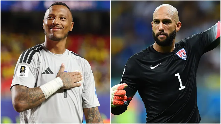 Eloy Room of Curacao and former USMNT goalkeeper Tim Howard.