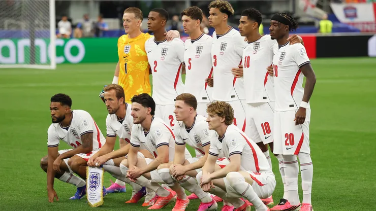 England players pose for a team photograph.