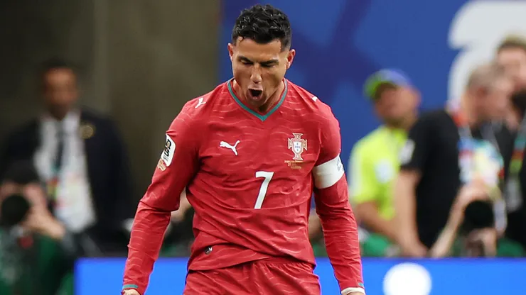 Cristiano Ronaldo #7 of Portugal celebrates scoring