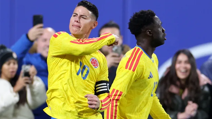 James Rodriguez of Colombia celebrates a goal.
