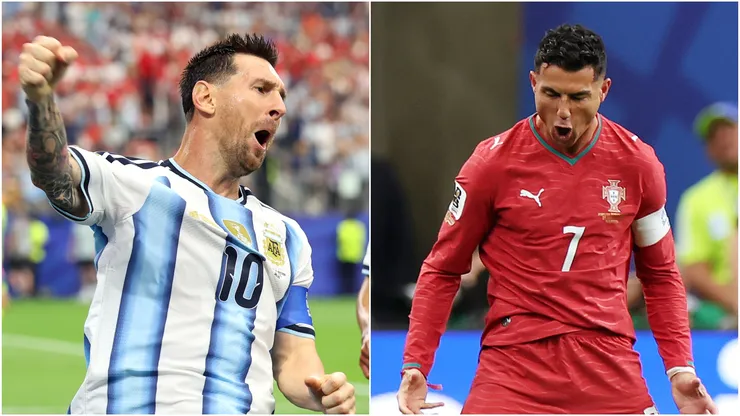 Lionel Messi #10 of Argentina and Cristiano Ronaldo #7 of Portugal.