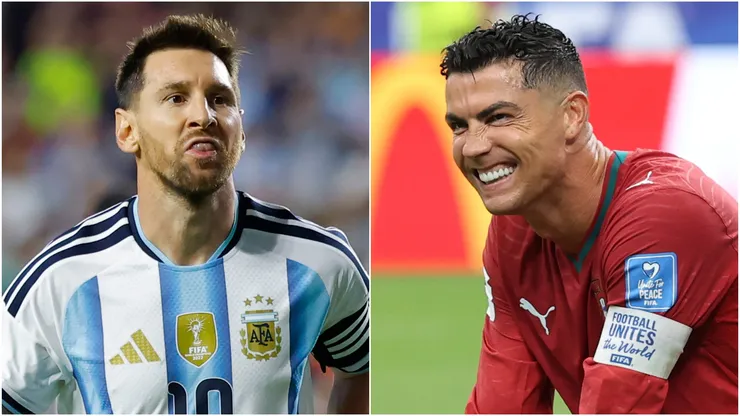 Lionel Messi #10 of Argentina and Cristiano Ronaldo #7 of Portugal.