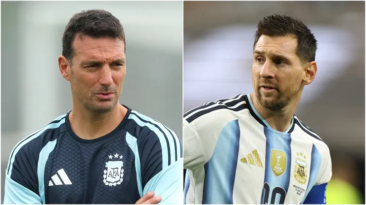 Head coach Lionel Scaloni and Lionel Messi of Argentina.