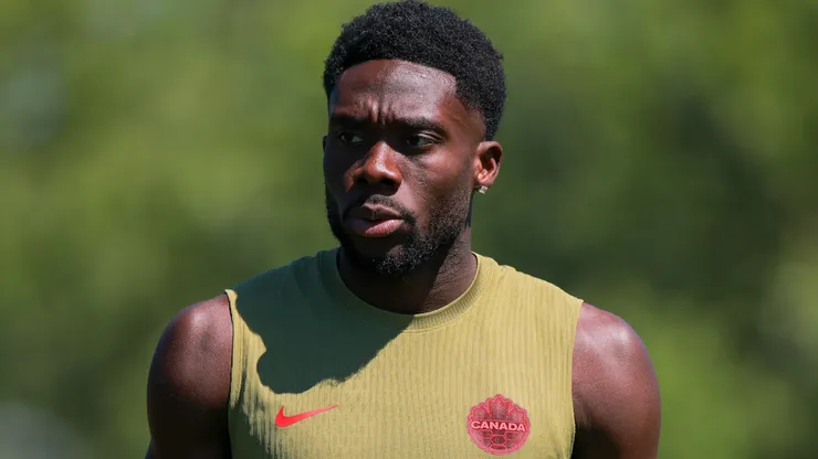 Alphonso Davies #19 of Canada during a training session.