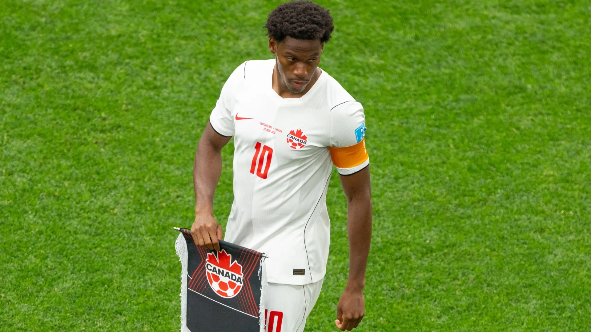 Jonathan David was the captain in Canada’s loss that left them second (Fran Santiago/Getty Images)