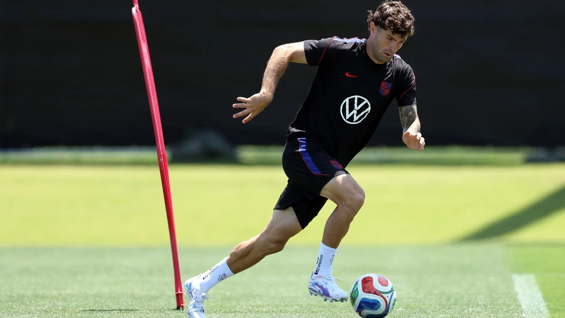 Christian Pulisic of the United States participates during a training session.