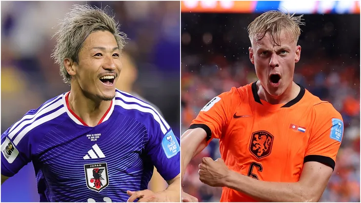Daizen Maeda #11 of Japan and Jan-Paul van Hecke #6 of Netherlands.