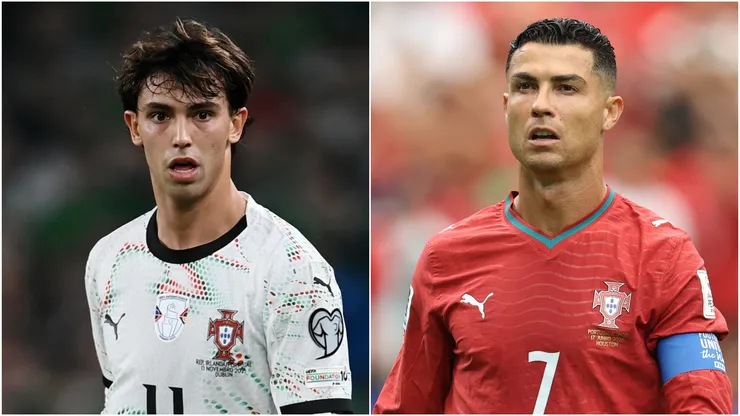 Joao Felix and Cristiano Ronaldo of Portugal.