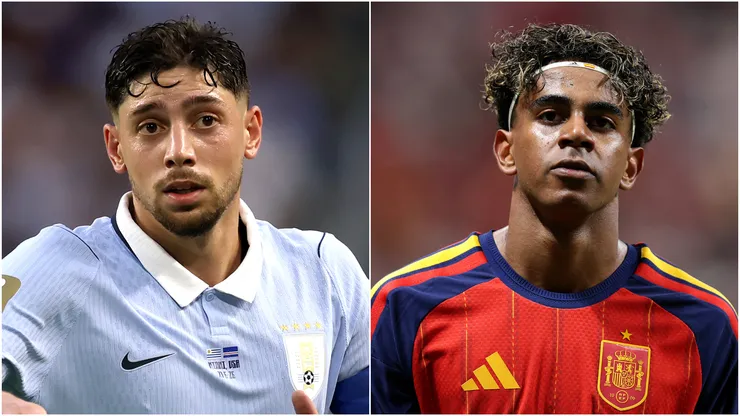 Federico Valverde of Uruguay and Lamine Yamal of Spain.
