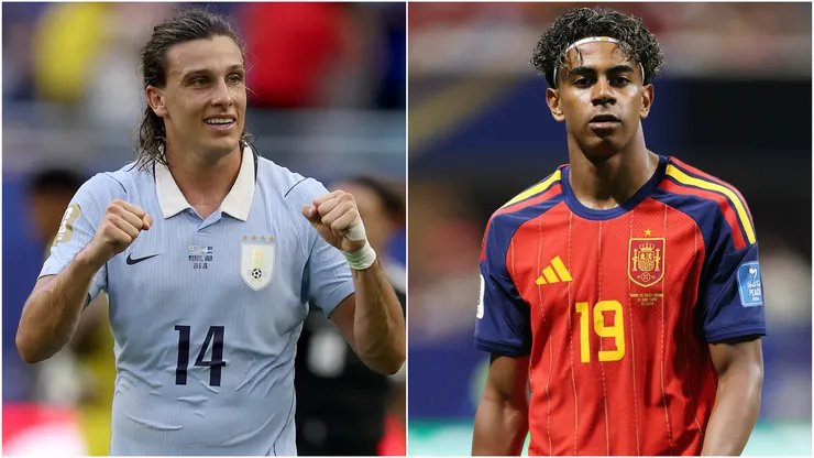 Agustin Canobbio of Uruguay and Lamine Yamal of Spain.