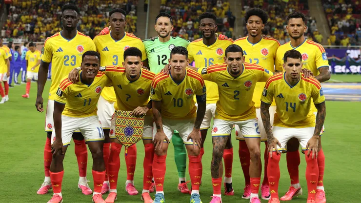 Colombia players pose for a team photograph.