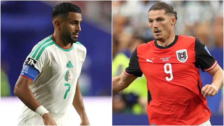 Riyad Mahrez of Algeria and Marcel Sabitzer of Austria.