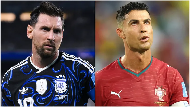 Lionel Messi #10 of Argentina and Cristiano Ronaldo #7 of Portugal.