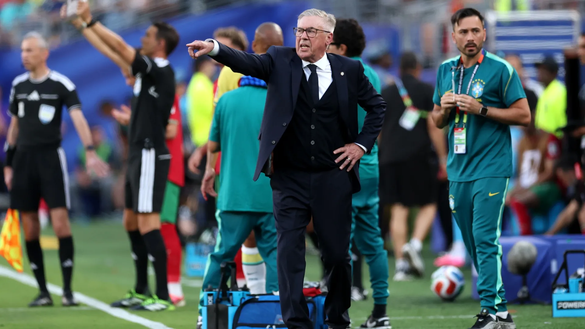 Carlo Ancelotti, Head Coach of Brazil, reacts during the FIFA World Cup 2026.
