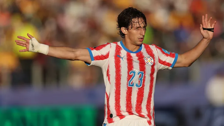 Paraguay player Matias Galarza reacts during a FIFA World Cup 2026 match.