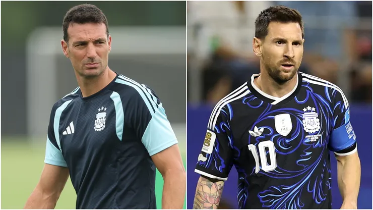 Lionel Scaloni and Lionel Messi of Argentina.