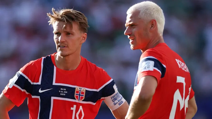Martin Odegaard #10 of Norway and Julian Ryerson #26 of Norway.