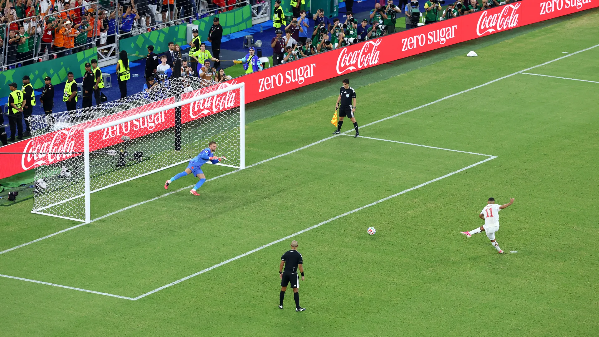 Ismael Saibari of Morocco scores the team’s fifth and winning penalty vs the Netherlands. (Getty Images)