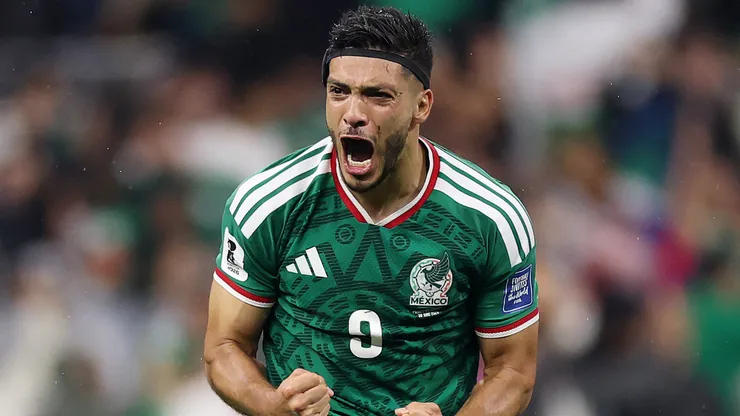 Raul Jimenez celebrate a goal for Mexico.