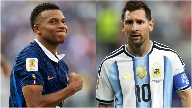 Kylian Mbappe (left) and Lionel Messi (right)