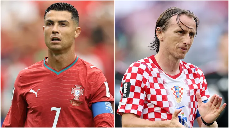 Cristiano Ronaldo of Portugal and Luka Modric of Croatia.