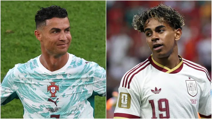 Cristiano Ronaldo #7 of Portugal and Lamine Yamal #19 of Spain.