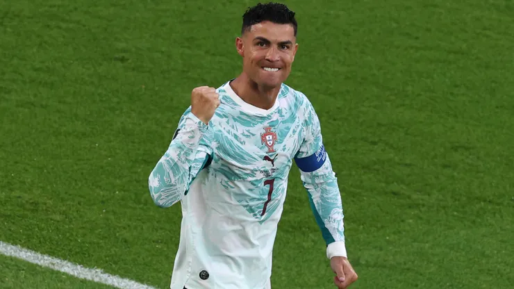 Cristiano Ronaldo #7 of Portugal celebrates after scoring