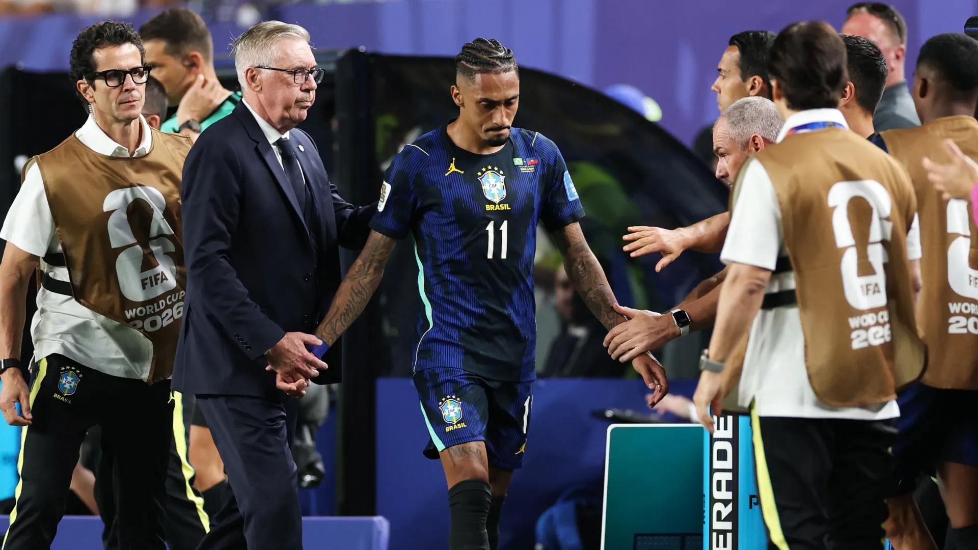 Raphinha left the field when Brazil beat Haiti (Dan Mullan/Getty Images)
