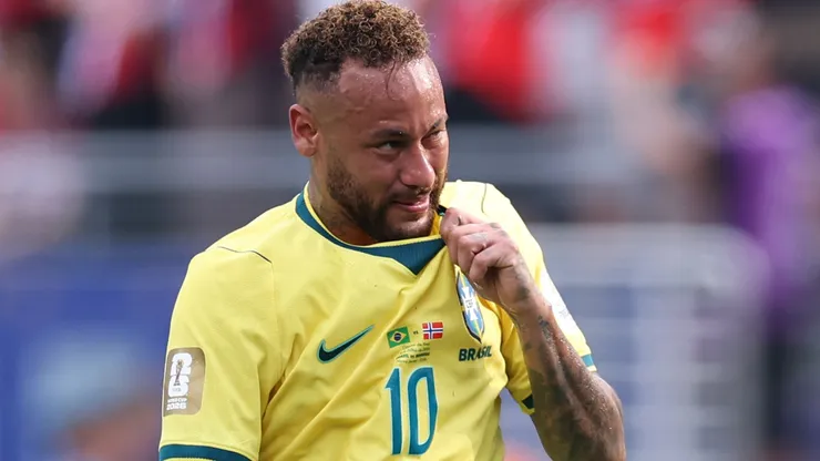 Neymar Jr #10 of Brazil reacts after the 1-2 loss during the FIFA World Cup 2026 Round of 16.