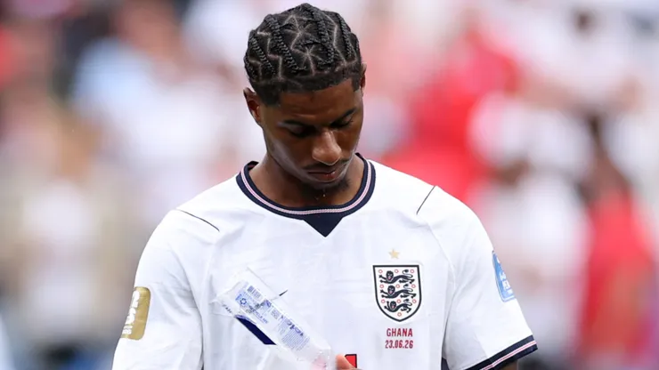 Marcus Rashford #11 of England reacts after the scoreless draw.