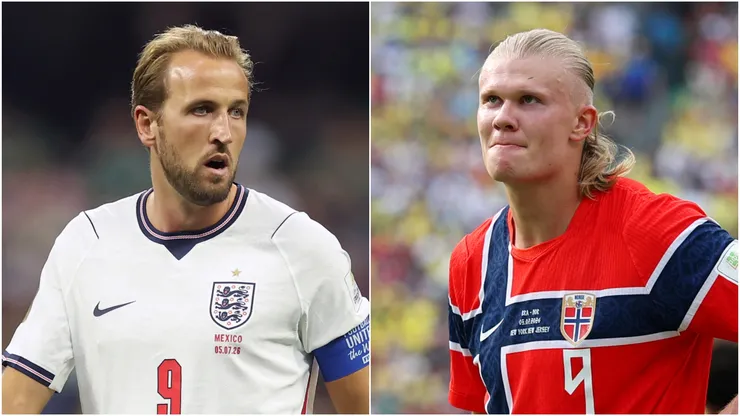 Harry Kane #9 of England and Erling Haaland #9 of Norway.
