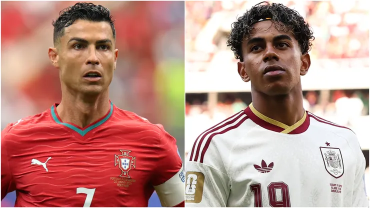 Cristiano Ronaldo #7 of Portugal and Lamine Yamal #19 of Spain.