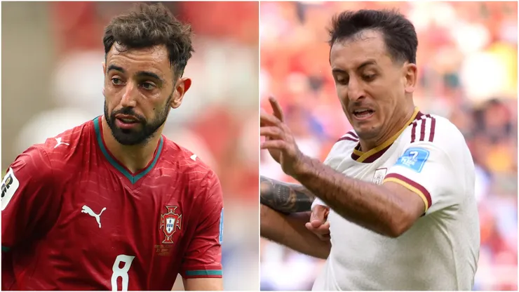 Bruno Fernandes #8 of Portugal and Mikel Oyarzabal #21 of Spain.