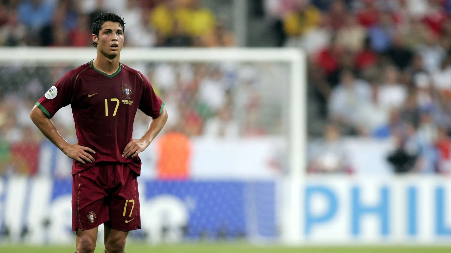 Cristiano Ronaldo of Portugal looks dejected after a defeat in the 2006 World Cup semifinals.