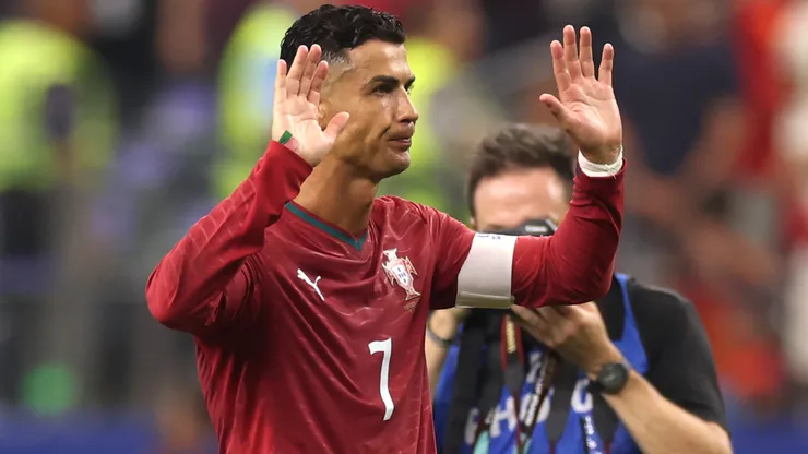 Cristiano Ronaldo #7 of Portugal applauds fans