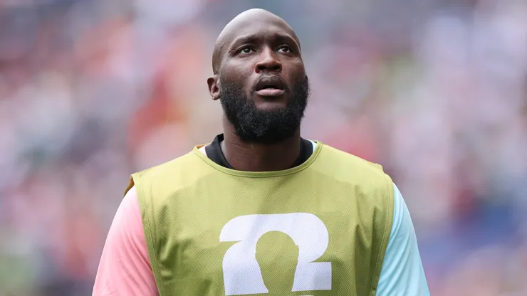 Romelu Lukaku #9 of Belgium warming up.