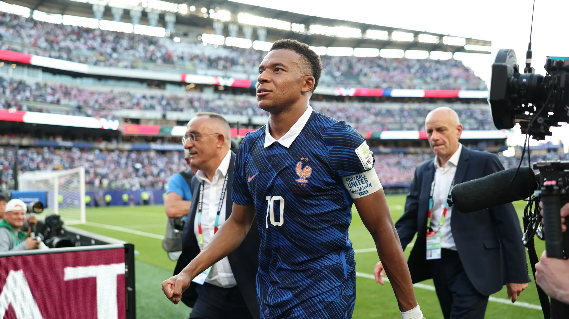 Kylian Mbappe #10 of France walks off the pitch.