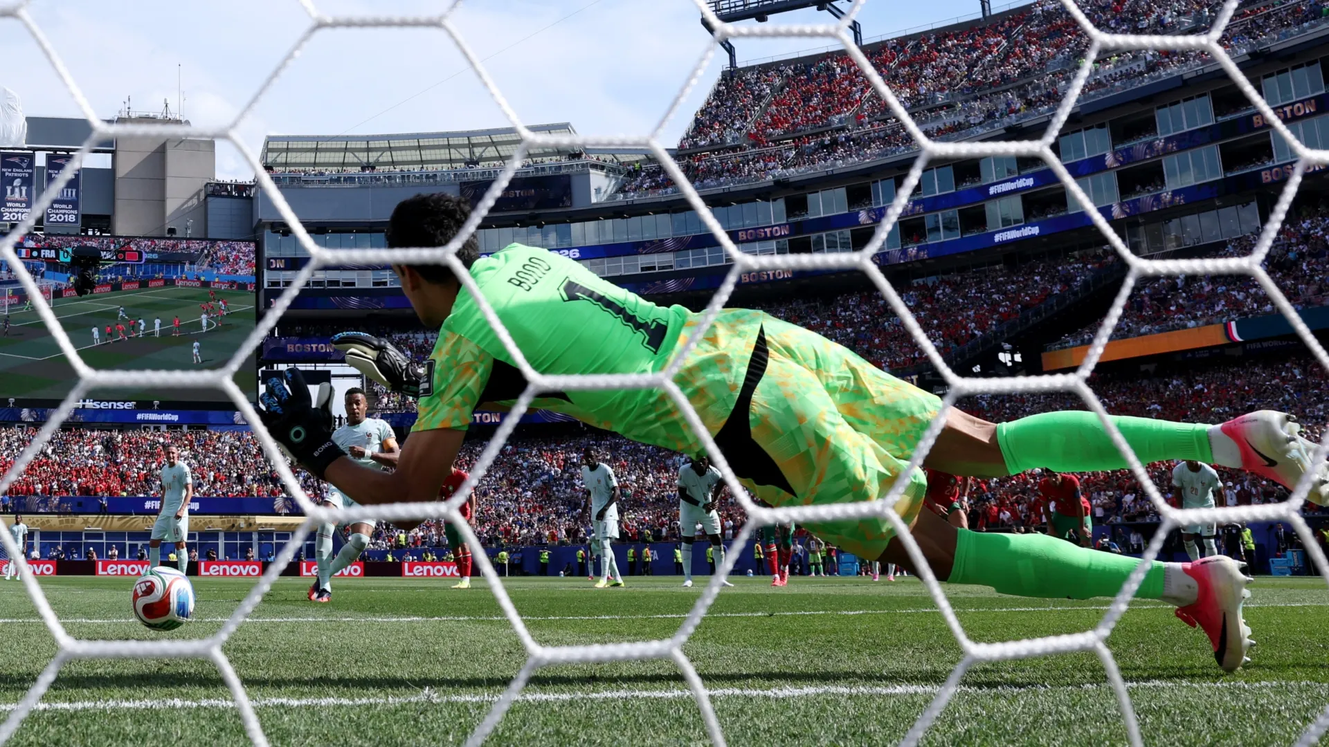 Bono saved the penalty to his left (Kevin C. Cox/Getty Images)
