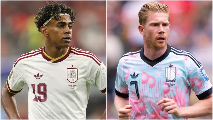 Lamine Yamal of Spain and Kevin De Bruyne of Belgium.