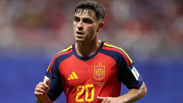 Pedri #20 of Spain looks on