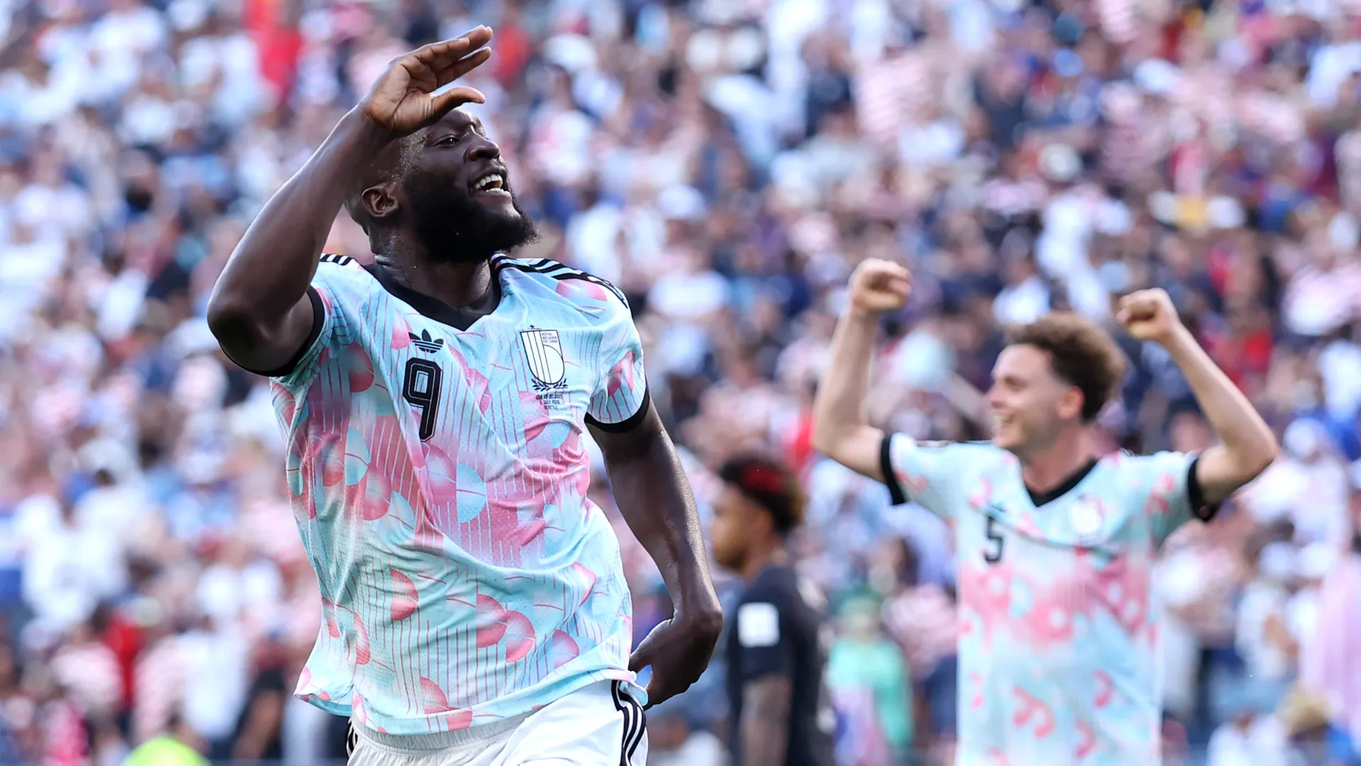 Romelu Lukaku celebrates a goal for Belgium vs the USMNT. (Getty Images)
