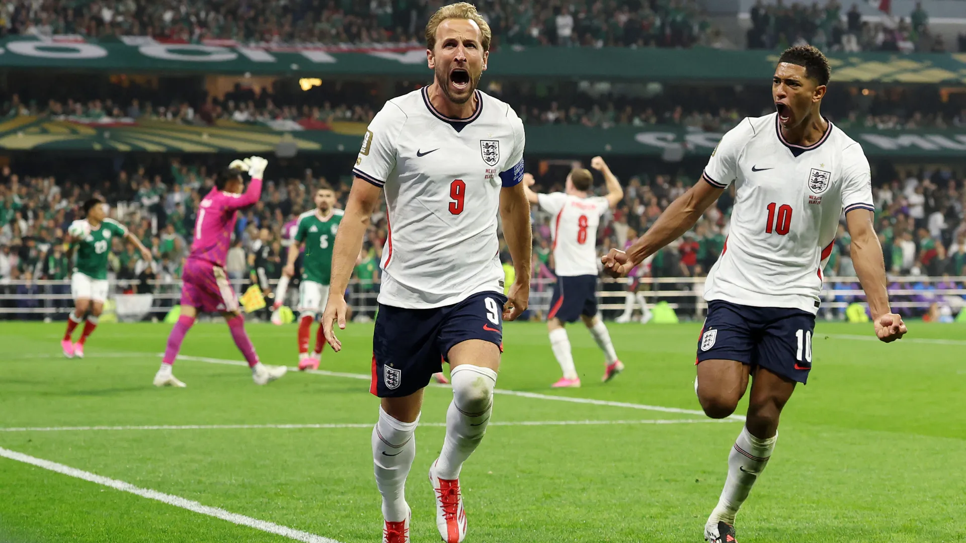 Harry Kane celebrates a goal for England. (Getty Images)